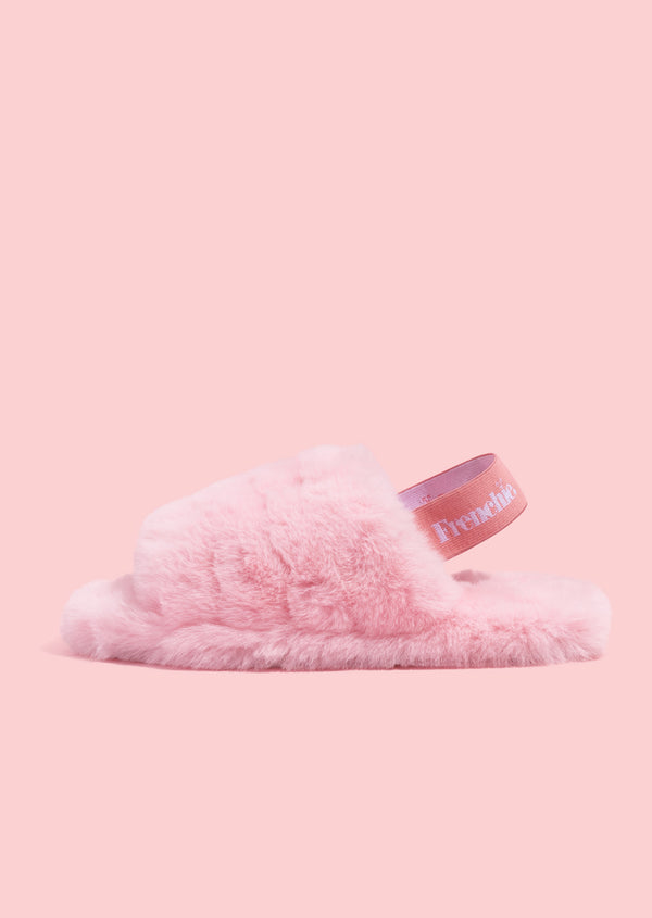 Fluffy Strap Slides Pink Frenchie Wear