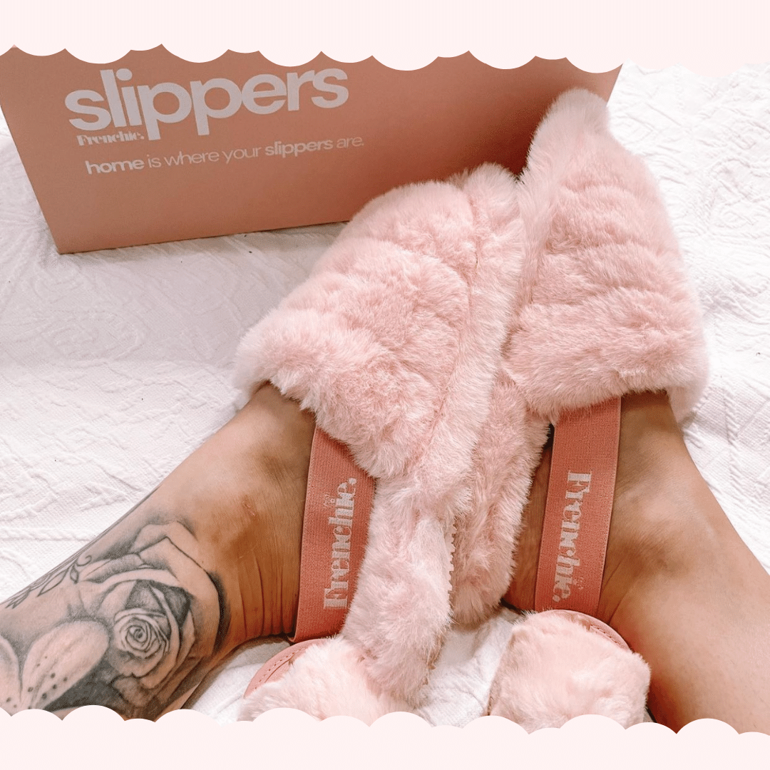 Fluffy Strap Slides Pink Frenchie Wear